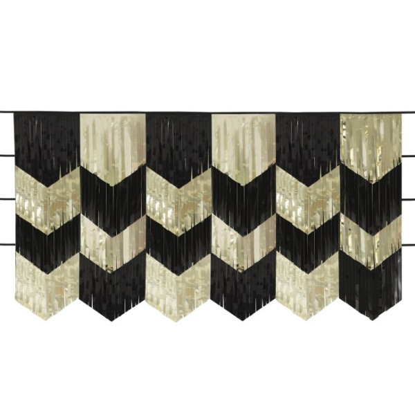 Guirnalda de Flecos de color Oro y Negro de 30,4 x 182 Centímetros