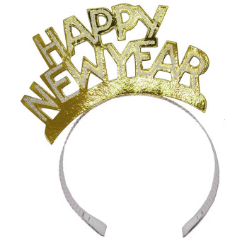 Diadema de Happy New Year de 15 x 20 Centímetros de color Oro