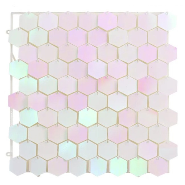 Panel de Lentejuelas Hexagonales de color Iridiscente de 30 x 30 Centímetros