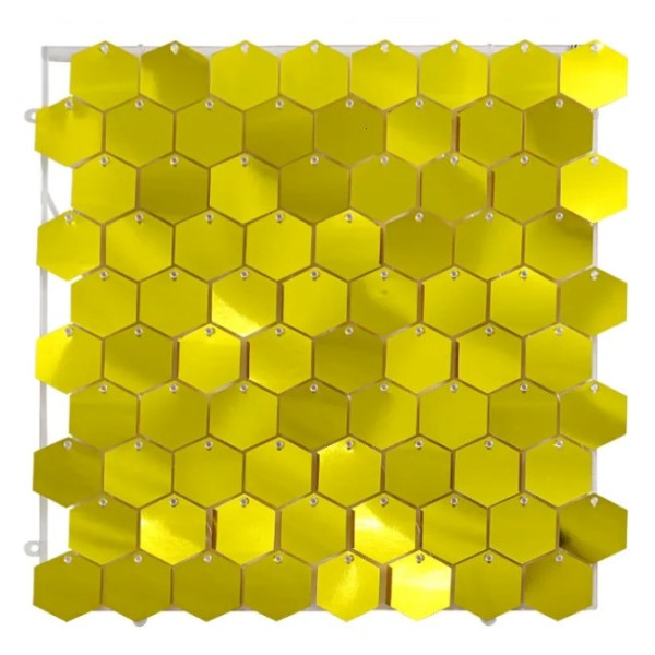 Panel de Lentejuelas Hexagonales de color Oro de 30 x 30 Centímetros