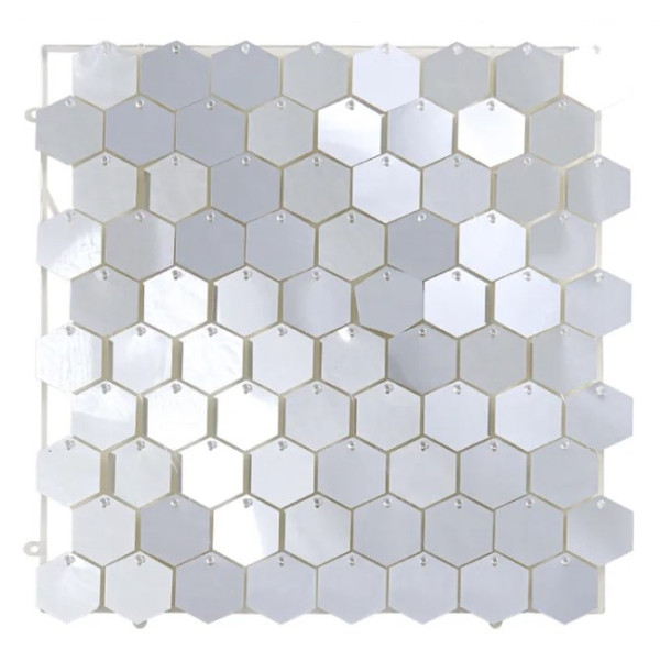 Panel de Lentejuelas Hexagonales de color Plata de 30 x 30 Centímetros
