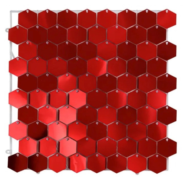 Panel de Lentejuelas Hexagonales de color Rojo de 30 x 30 Centímetros