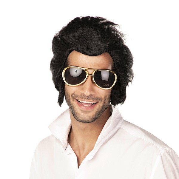 Peluca Negra de Elvis para Adulto