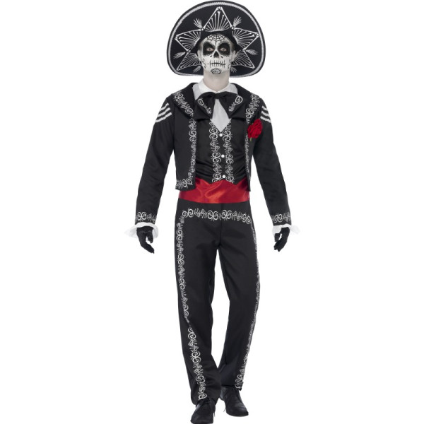 Disfraz de Señor Huesos del Día de los Muertos Mexicano para Adulto