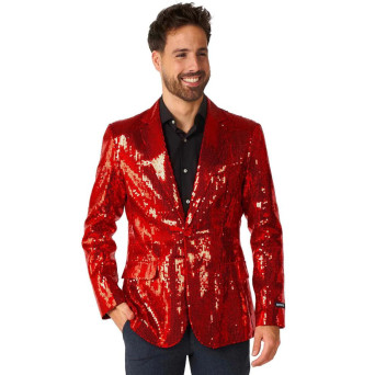 Chaqueta de color Rojo con Lentejuelas para Adulto