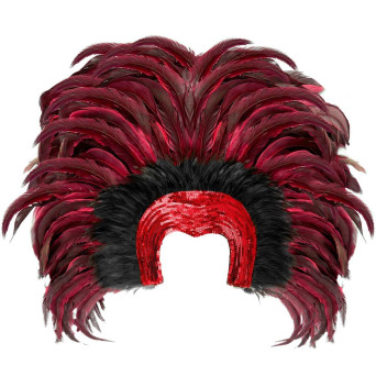 Tocado de Brasil con Plumas de color Rojo para Adulto