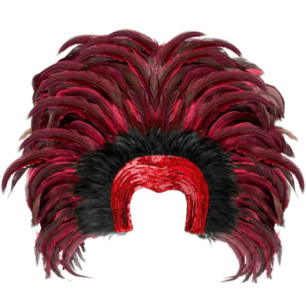 Tocado de Brasil con Plumas de color Rojo para Adulto