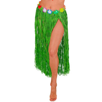 Falda Hawaiana de 80 Centímetros de color Verde con Flores