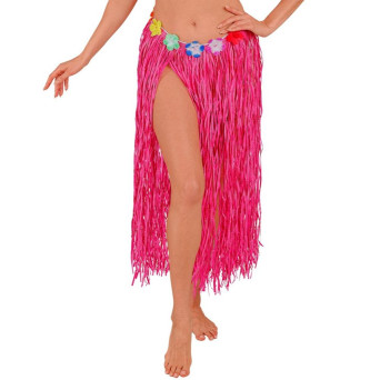 Falda Hawaiana de 80 Centímetros de color Rosa con Flores