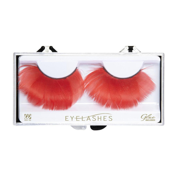 Pestañas con Plumas de color Rojo para Adulto