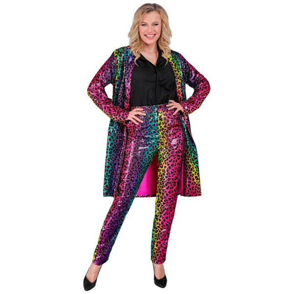 Abrigo de Leopardo Rainbow con Lentejuelas para Adulto
