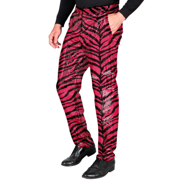 Pantalón de Tigre de color Rosa con Lentejuelas para Adulto
