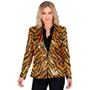 Chaqueta de Tigre de color Oro con Lentejuelas para Adulto