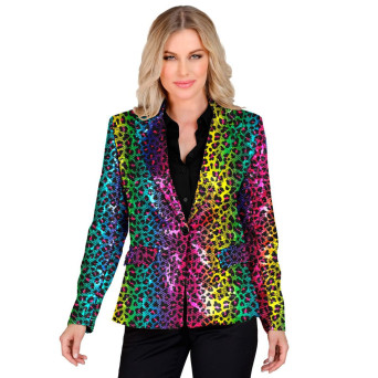 Chaqueta de Leopardo Rainbow con Lentejuelas para Adulto