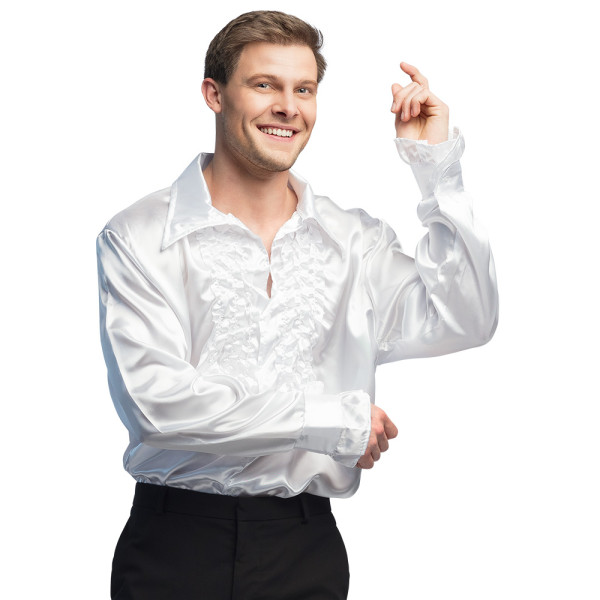 Camisa de color Blanco con Fruncidos para Adulto