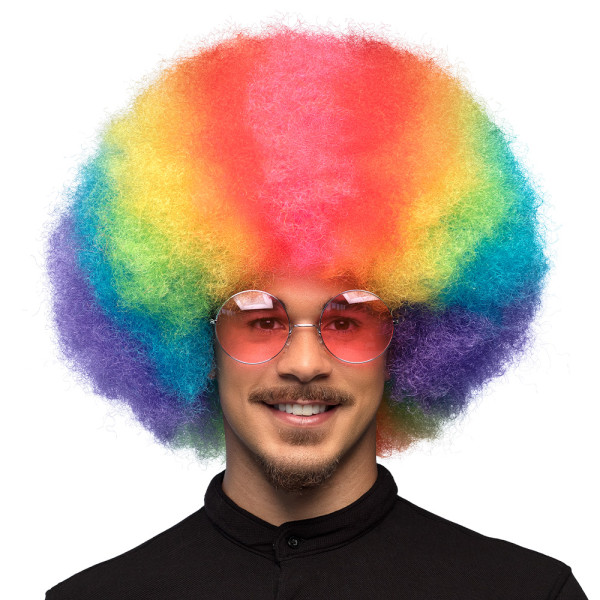 Peluca de Afro Rainbow Deluxe para Adulto