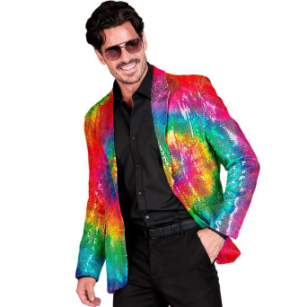 Chaqueta de Hippie Multicolor con Lentejuelas para Adulto