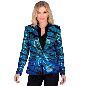 Chaqueta de Tigre de color Azul con Lentejuelas para Adulto
