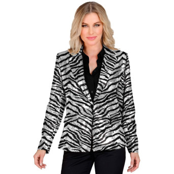 Chaqueta de Tigre de color Plata con Lentejuelas para Adulto