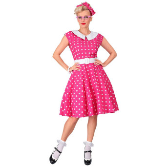 Disfraz de Rock´n Roll de los años 50´s de color Fucsia para Adulto