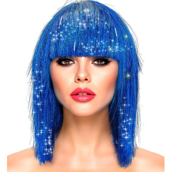 Peluca Azul de Glitzy para Adulto