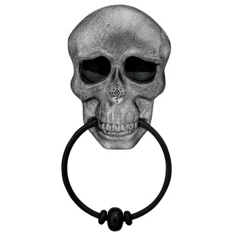 Llamador de Puerta de Calavera con Ojos Animados y Voz