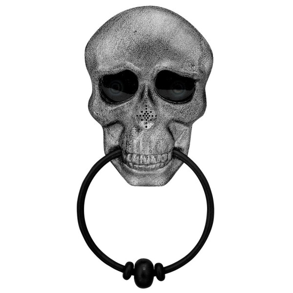 Llamador de Puerta de Calavera con Ojos Animados y Voz