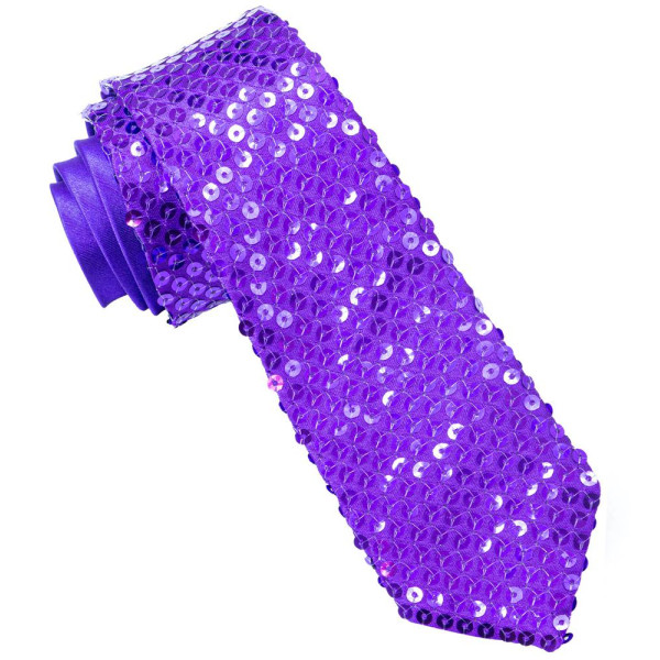 Corbata de color Violeta con Lentejuelas para Adulto