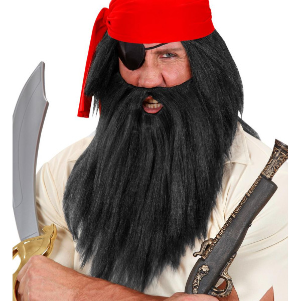 Peluca Negra de Pirata con Barba para Adulto