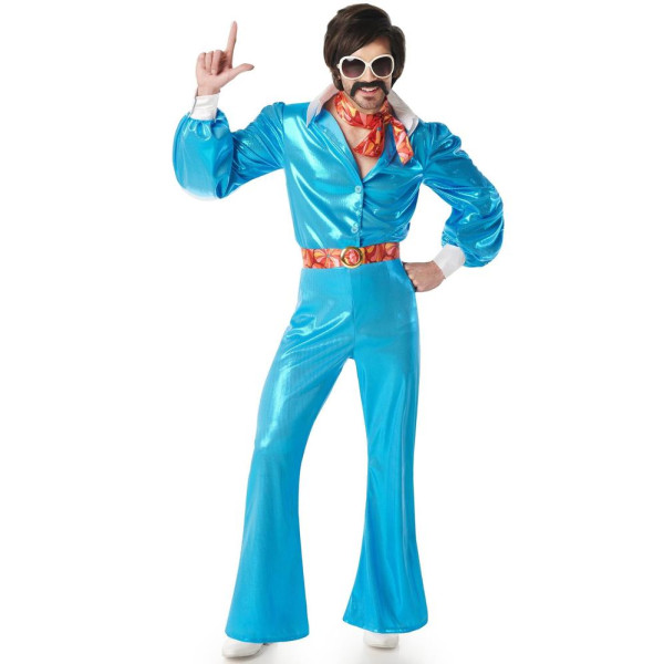 Disfraz de Disco de los Años 70´s de color Azul para Adulto
