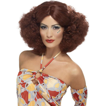 Peluca Castaña Rojiza de Afro de los años 70´s para Adulto