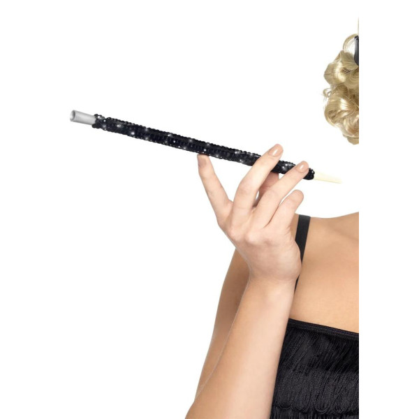 Boquilla de Cigarrillo de color Negro con Lentejuelas