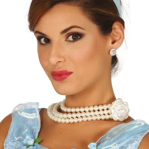 Collar de Perlas con Flor para Adulto