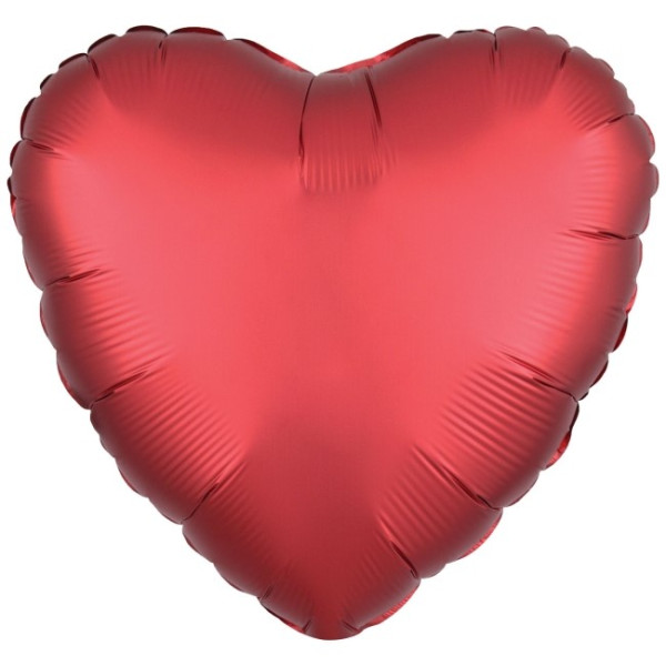 Globo Foil de Corazón de 43 Centímetros de color Rojo Oscuro Satinado