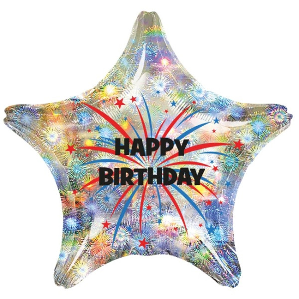 Globo Foil de Happy Birthday Holográfico de 48 Centímetros