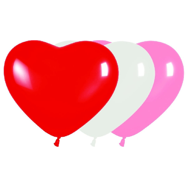 Globo Látex de Corazón 50 Unidades R6 de 15 Centímetros Multicolor