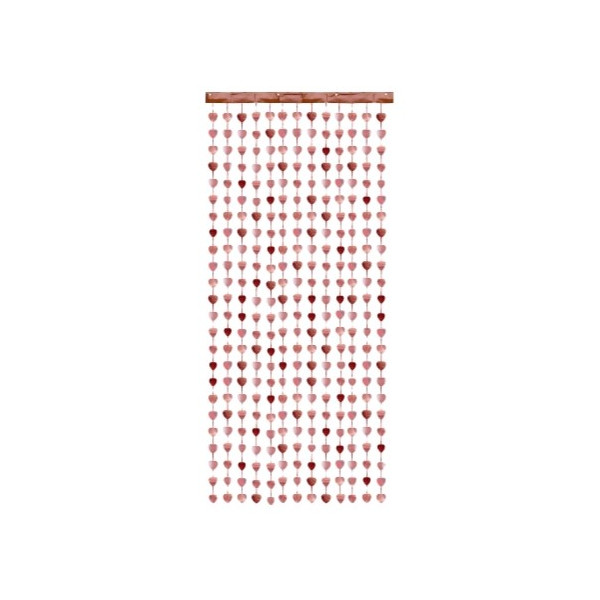 Cortina de Corazón de 100 x 245 Centímetros de color Oro Rosa