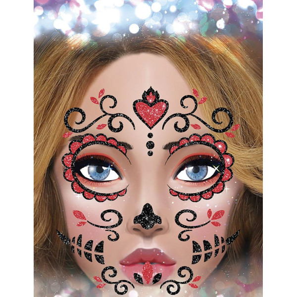 Tatuaje de Catrina Glitter para la Cara