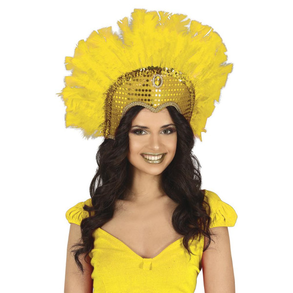 Tocado de Plumas de color Amarillo para Adulto