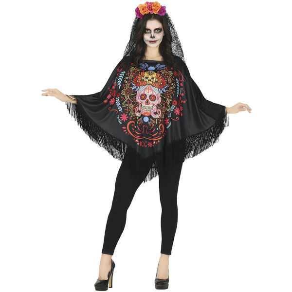 Poncho del Día de los Muertos Mexicano para Adulto