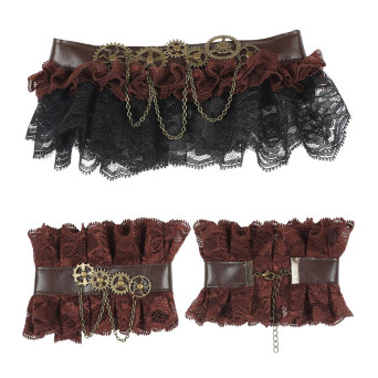 Set de Collar y Muñequeras de Steampunk para Adulto