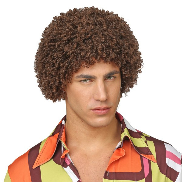 Peluca Castaña de Disco de los años 70´s para Adulto