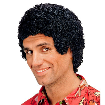 Peluca Negra de Afro efecto Mojado para Adulto