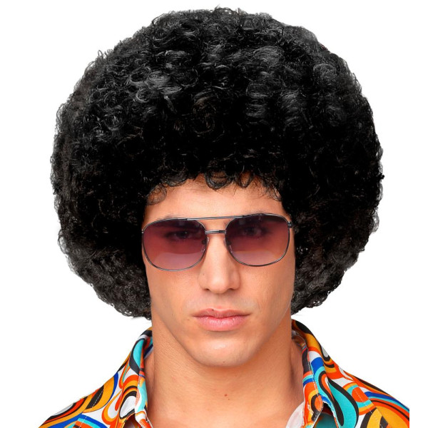 Peluca Negra de Disco de los años 70´s para Adulto