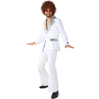 Traje de Disco de color Blanco para Adulto