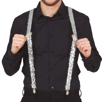 Tirantes de color Plata con Lentejuelas para Adulto