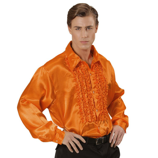 Camisa de Disco de los años 70´s de color Naranja para Adulto