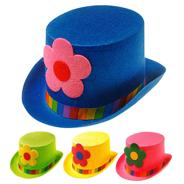 Sombrero de Copa con Flor Varios Colores para Adulto