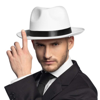 Sombrero de Gánster de color Blanco para Adulto