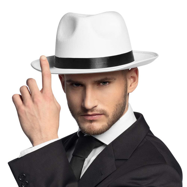 Sombrero de Gánster de color Blanco para Adulto